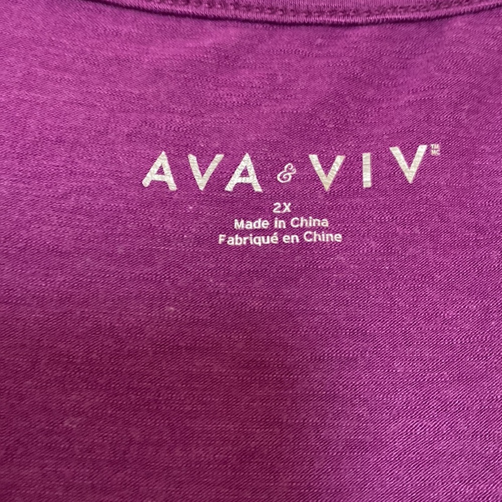 Ava & Viv Purple Tunic Top Size 2X - Picture 6 of 7